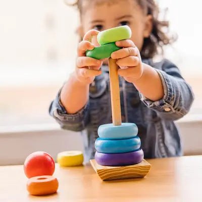 Jouet en Bois - WoodenToys™ - Tour arc - en - ciel - Mon Eveil Bébé